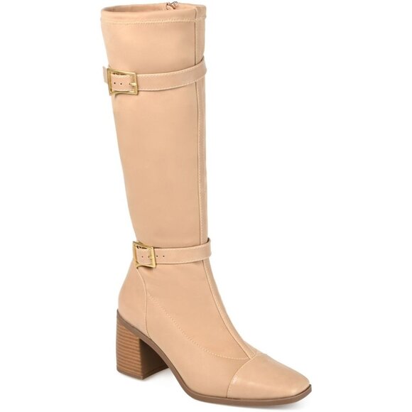 Journee Collection Womens Gaibree Stacked Heel Knee High Boot Beige Size 9.5 NIB - Picture 1 of 4